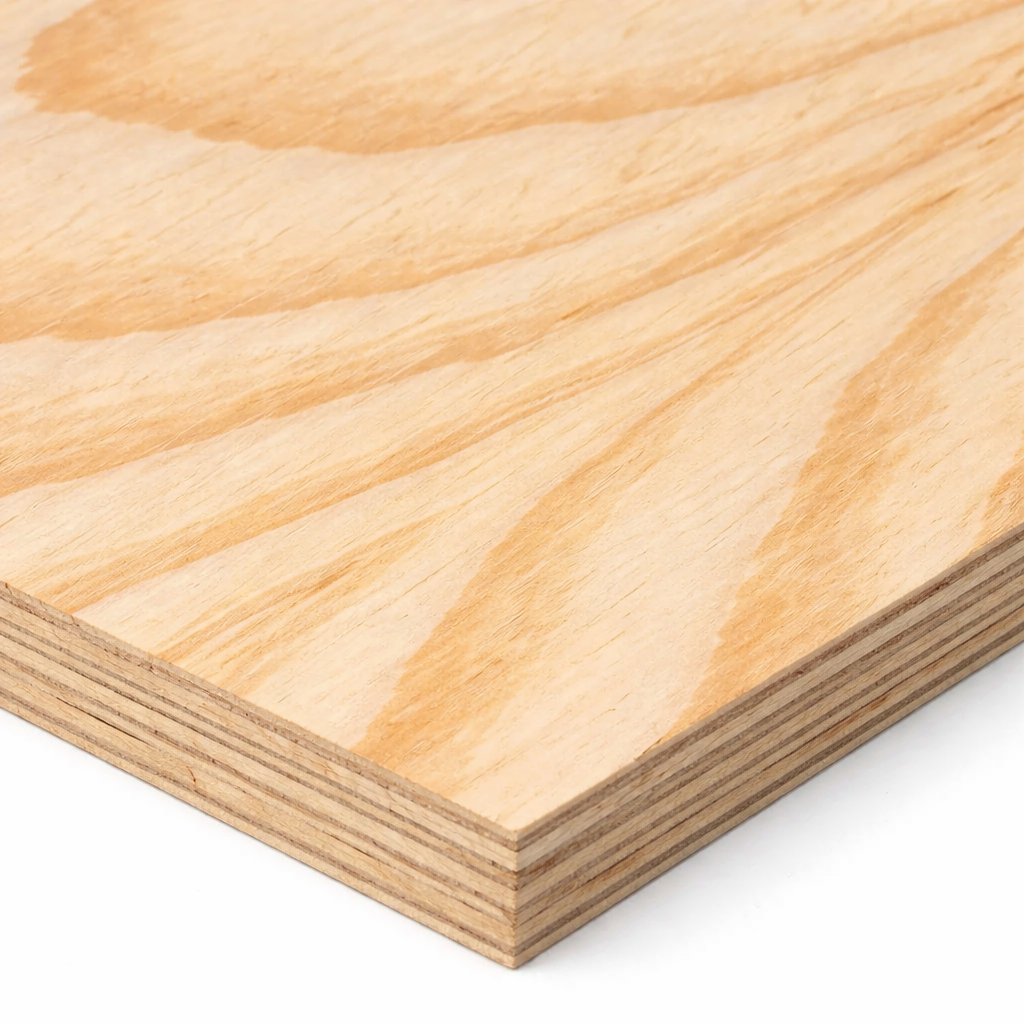 Close-up of a wooden panel with visible grain and texture on a white background